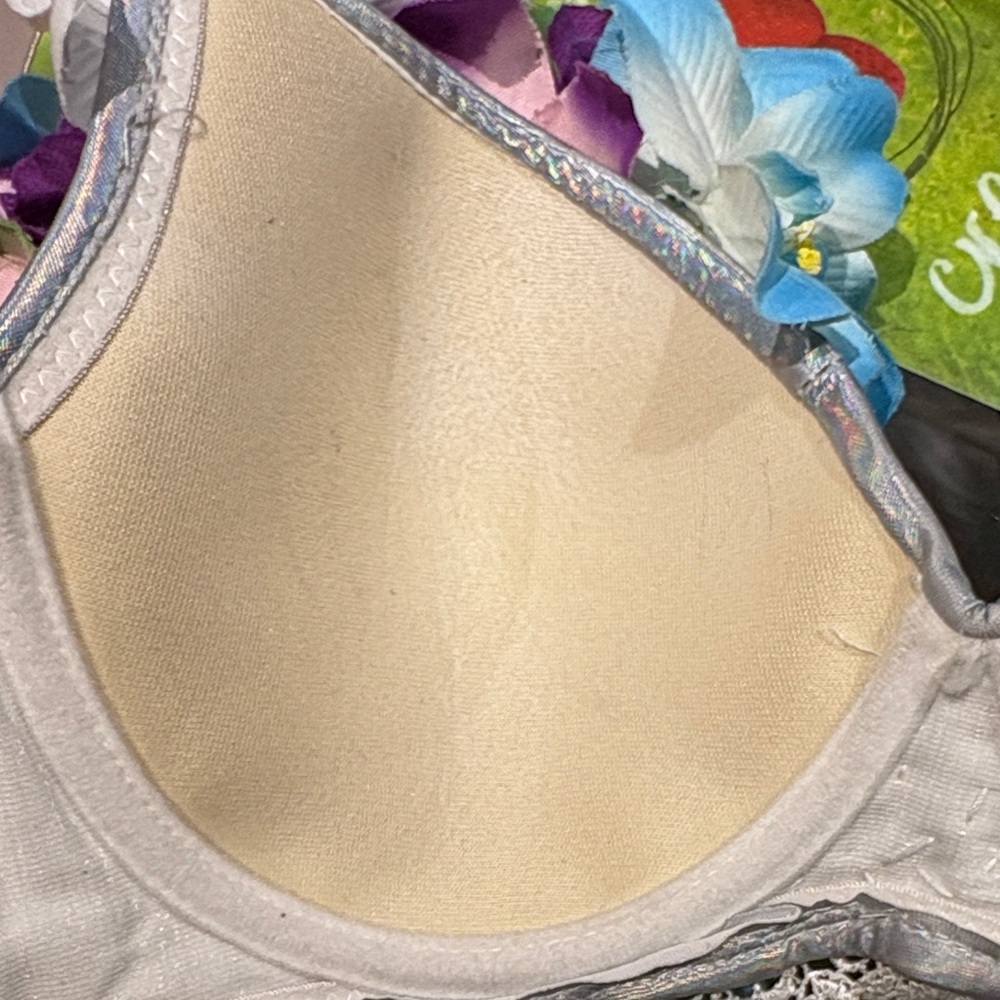Mermaid 🧜♀️ Floral Embellished Bra Top with Rhinestones - Picture 10 of 10